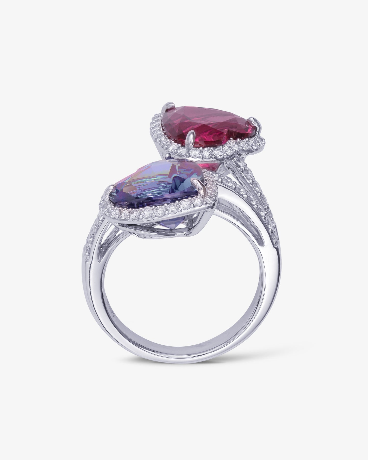 Pink Tourmaline, Tanzanite and Diamond Heart Ring