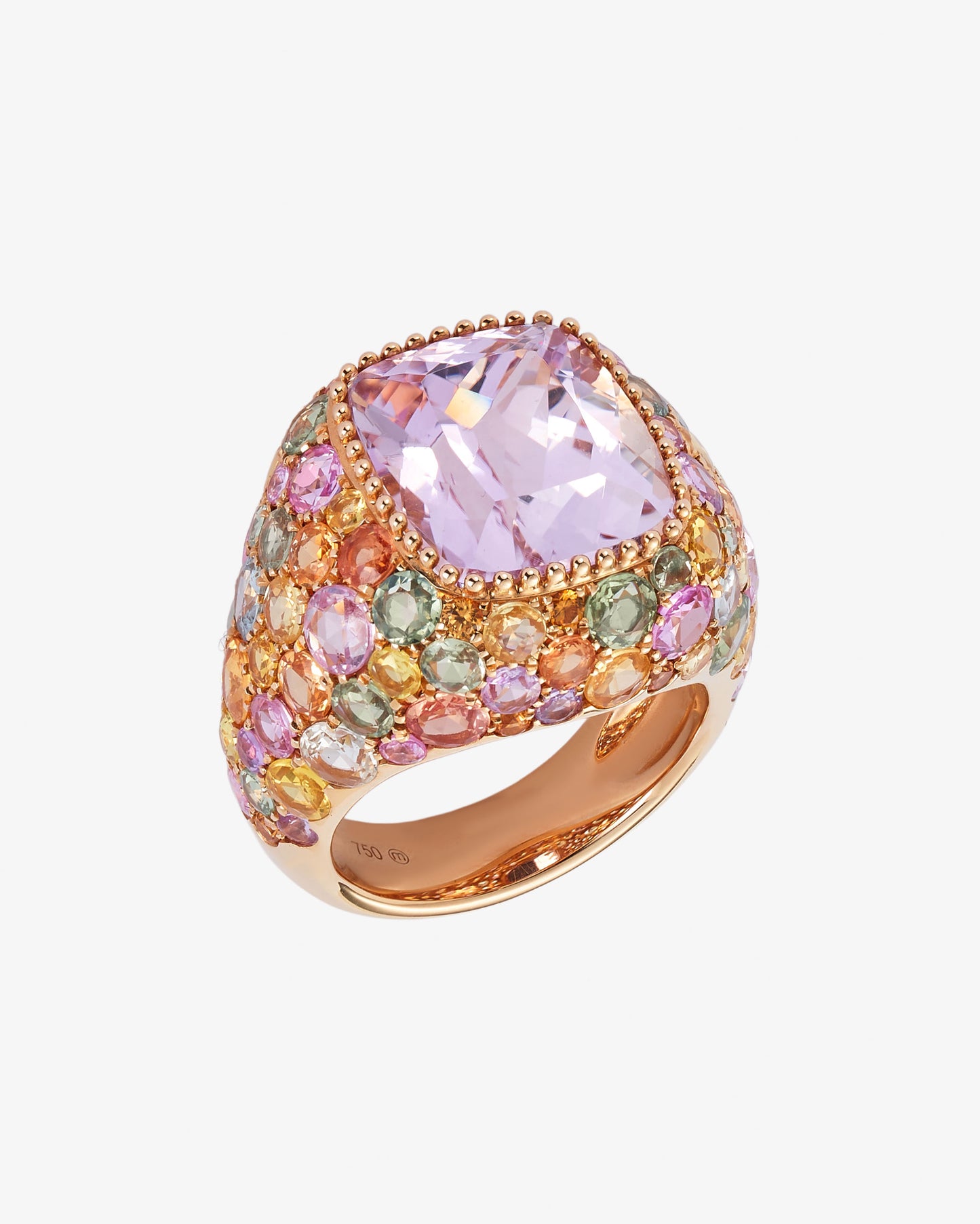 10.31ct Kunzite and Multi-coloured Stone Ring