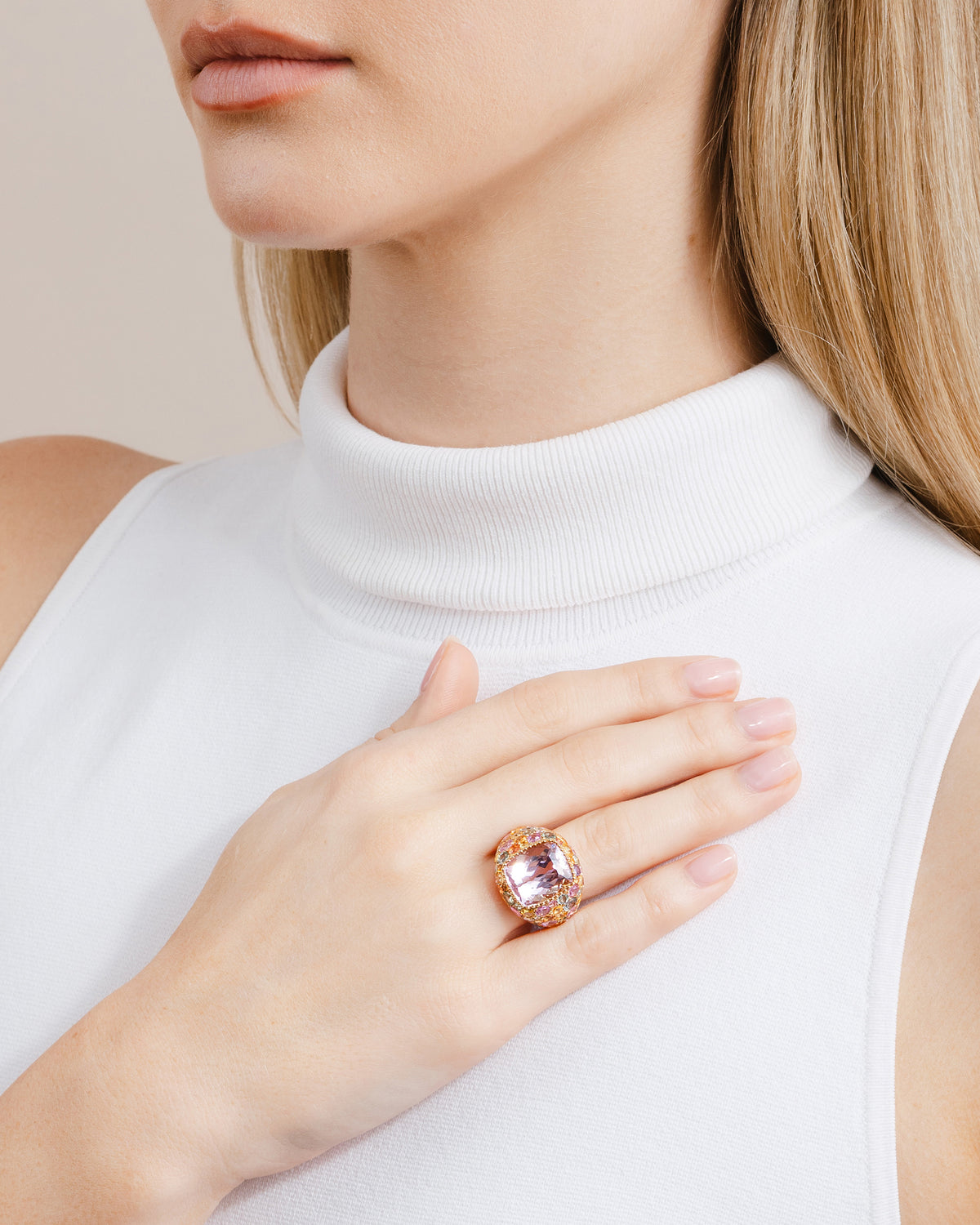 10.31ct Kunzite and Multi-coloured Stone Ring