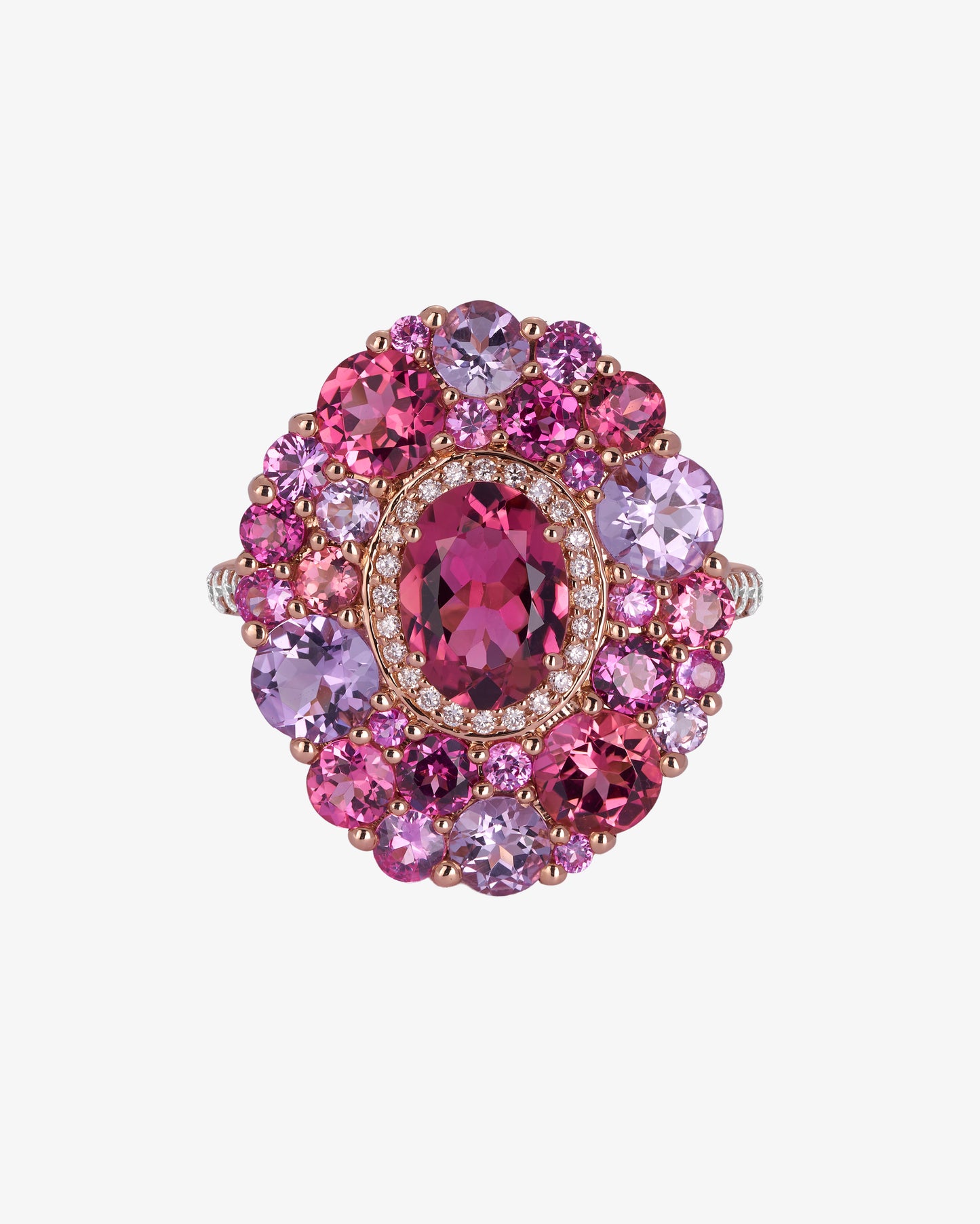 Isabelle Langlois Pink Tourmaline and Rhodolite Cocktail Ring
