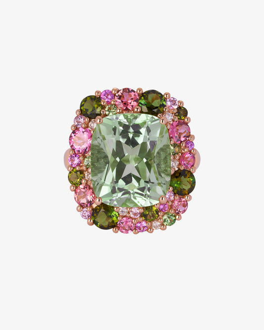 Isabelle Langlois Green Quartz and Multi-Coloured Gemstone Ring