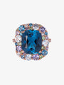 Isabelle Langlois Blue Topaz and Multi-Coloured Gemstone Ring