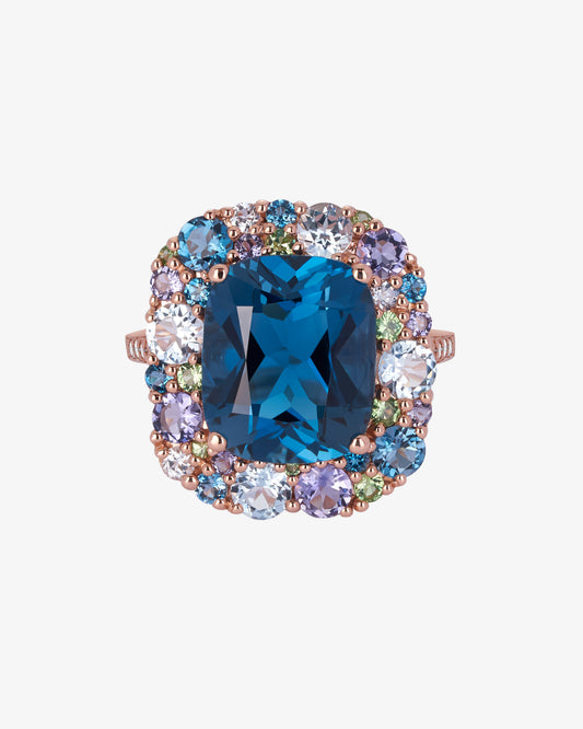 Isabelle Langlois Blue Topaz and Multi-Coloured Gemstone Ring