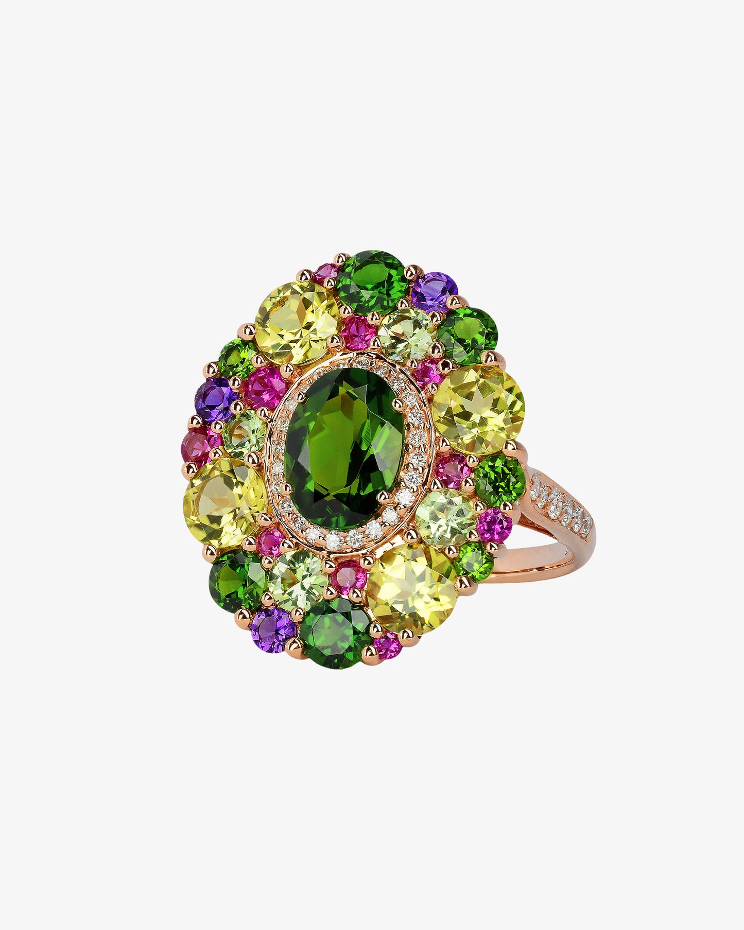Isabelle Langlois Diopside and Amethyst Cocktail Ring