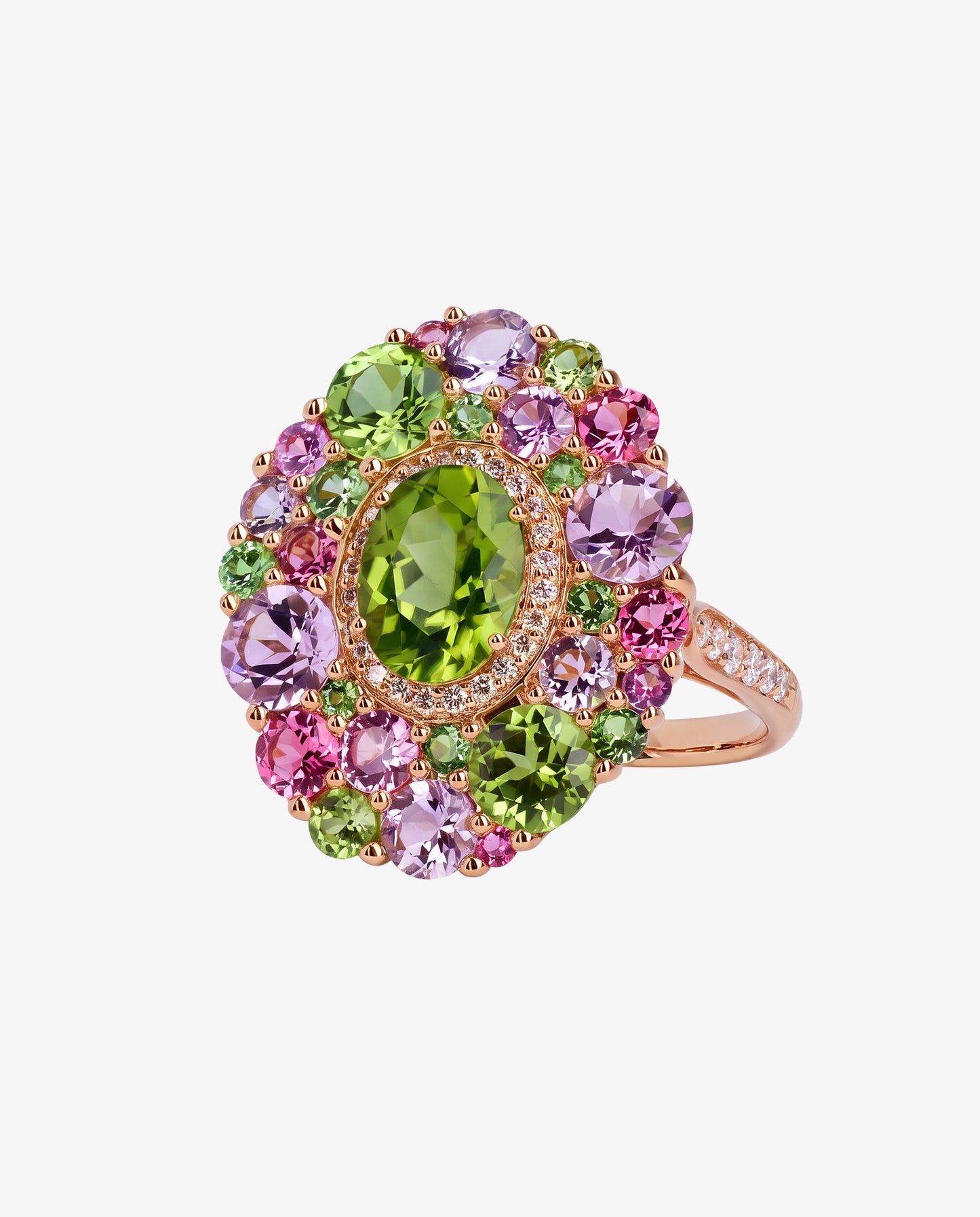 Isabelle Langlois Peridot and Pink Tourmaline Cocktail Ring