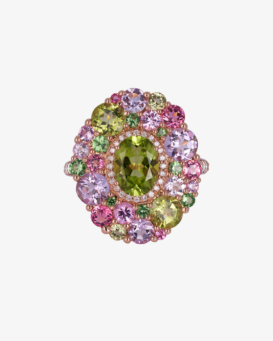 Isabelle Langlois Peridot and Pink Tourmaline Cocktail Ring