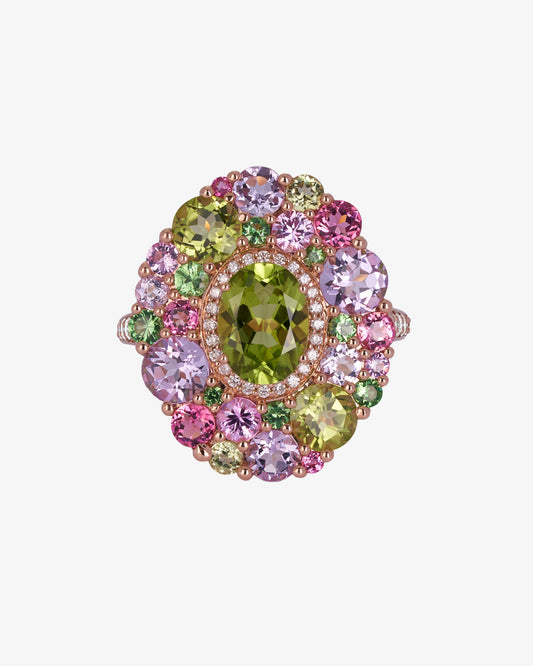 Isabelle Langlois Peridot and Multi-Coloured Gemstone Ring