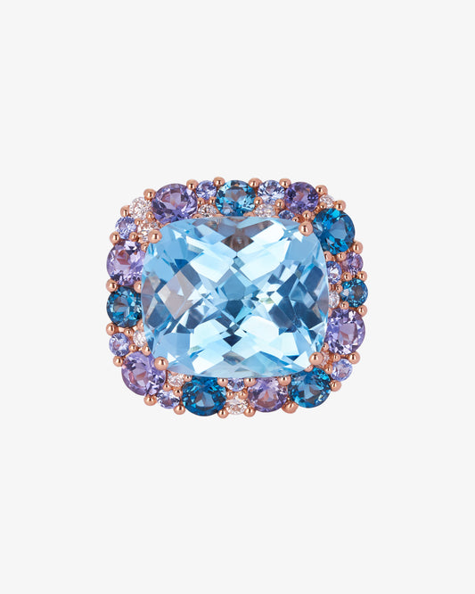 Isabelle Langlois Blue Topaz and Sapphire Cocktail Ring