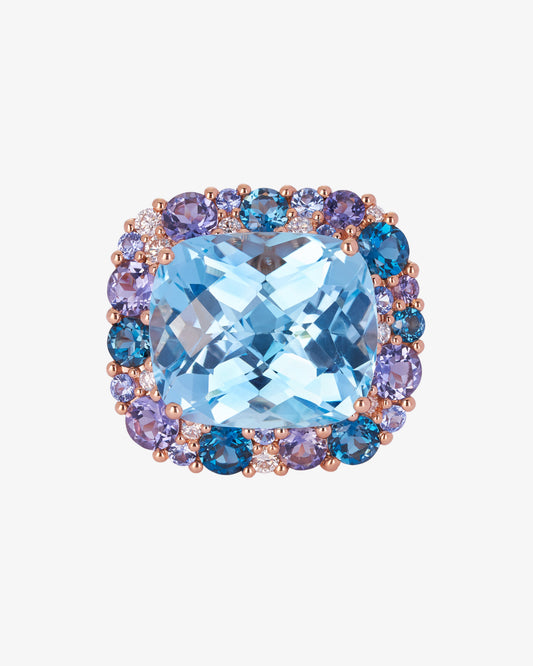 Isabelle Langlois Blue Topaz and Multi-Coloured Gemstone Ring