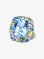Isabelle Langlois Blue Topaz, Peridot and Tsavorite Cocktail Ring