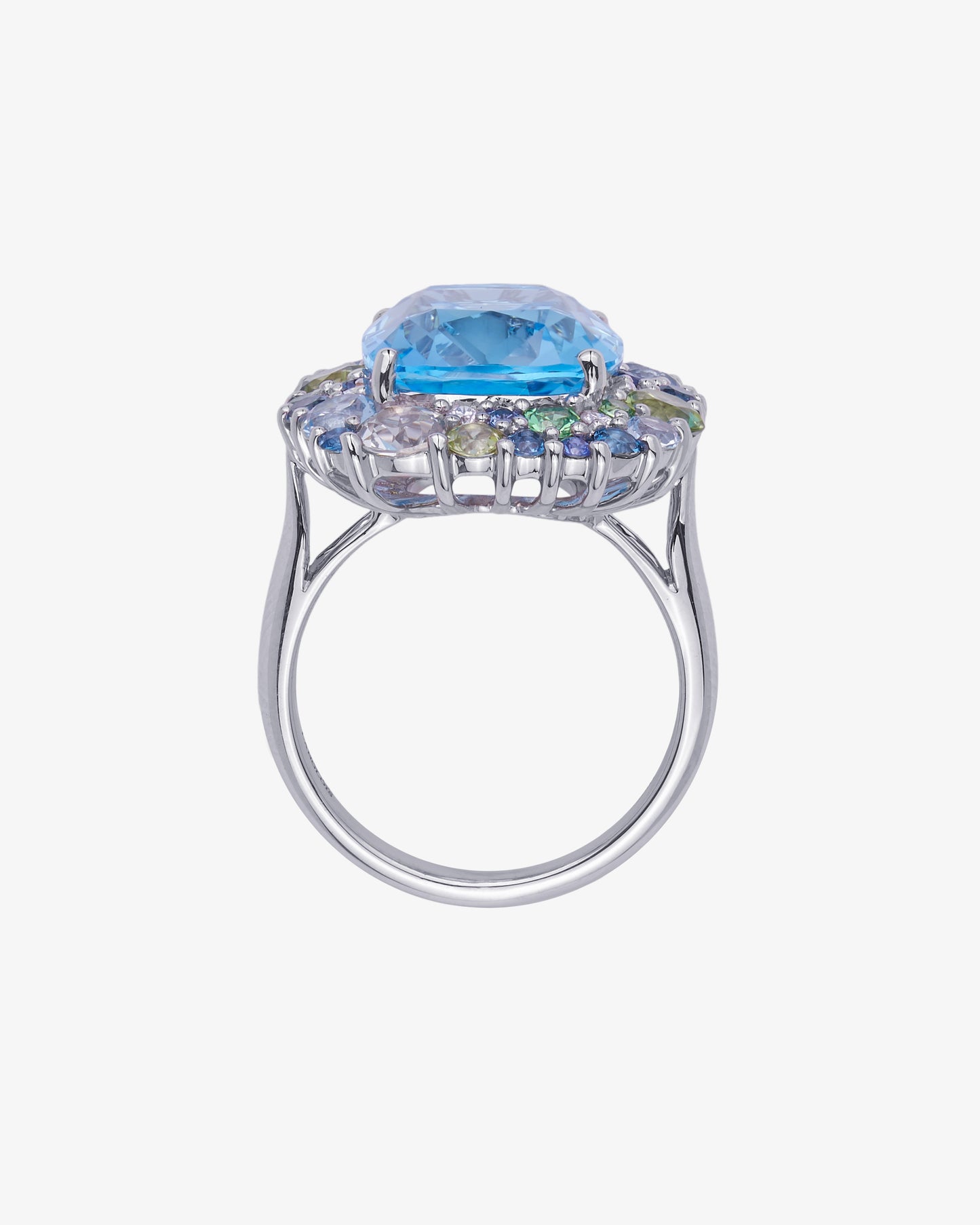 Isabelle Langlois Blue Topaz, Peridot and Tsavorite Cocktail Ring