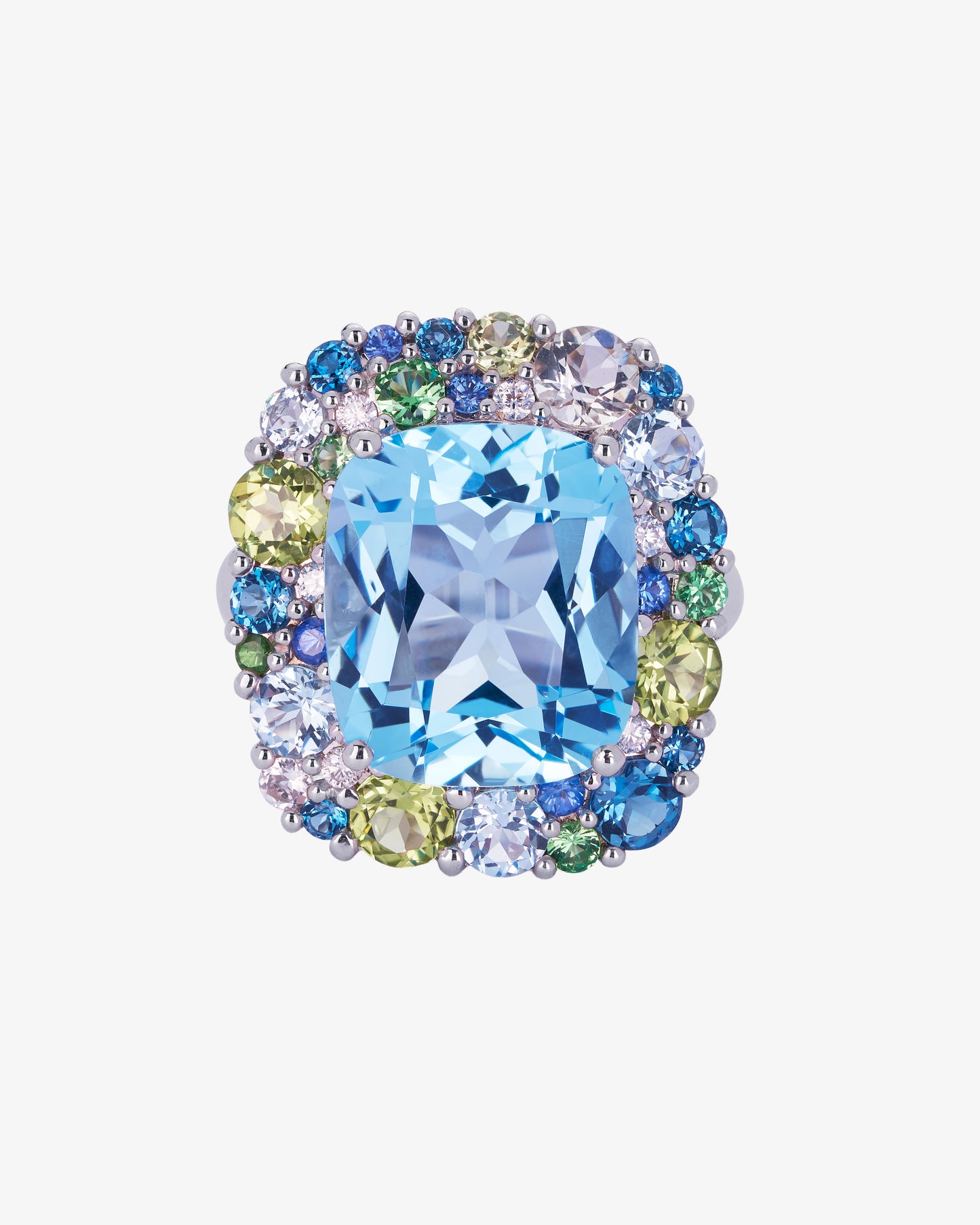 Isabelle Langlois Blue Topaz, Peridot and Tsavorite Cocktail Ring