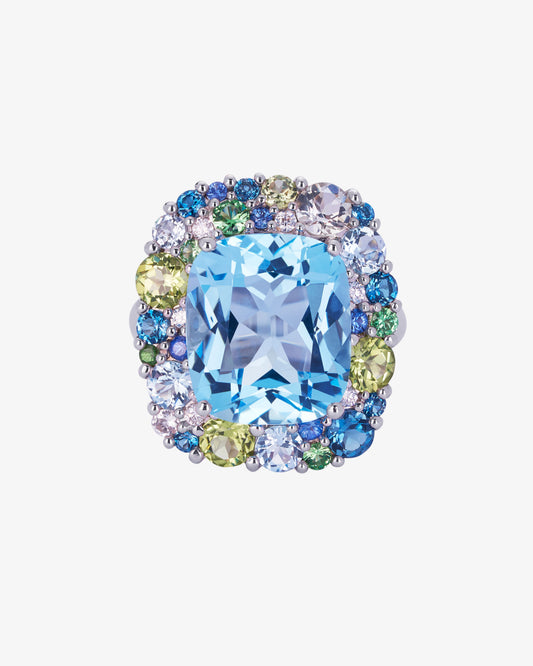 Isabelle Langlois Blue Topaz and Multi-Coloured Gemstone Ring
