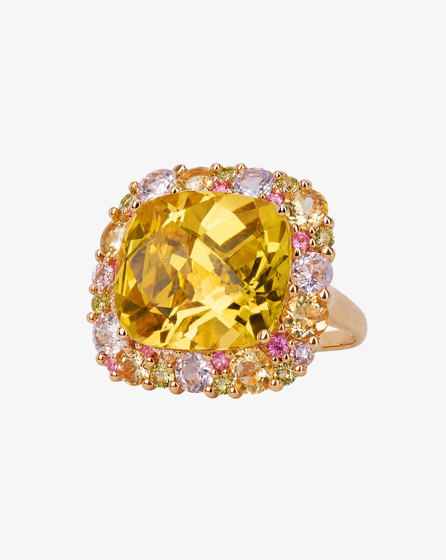 Isabelle Langlois Lemon Quartz and Green Quartz Cocktail Ring