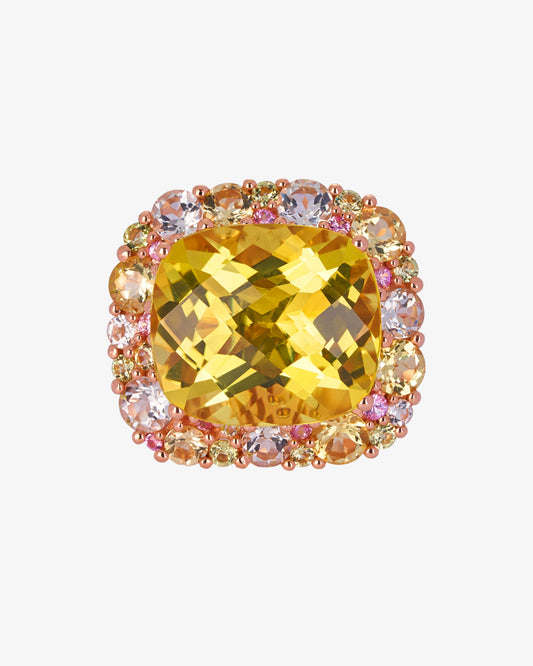 Isabelle Langlois Lemon Quartz and Green Quartz Cocktail Ring