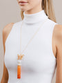 Yellow and Orange Sapphire Butterfly Tassel Necklace