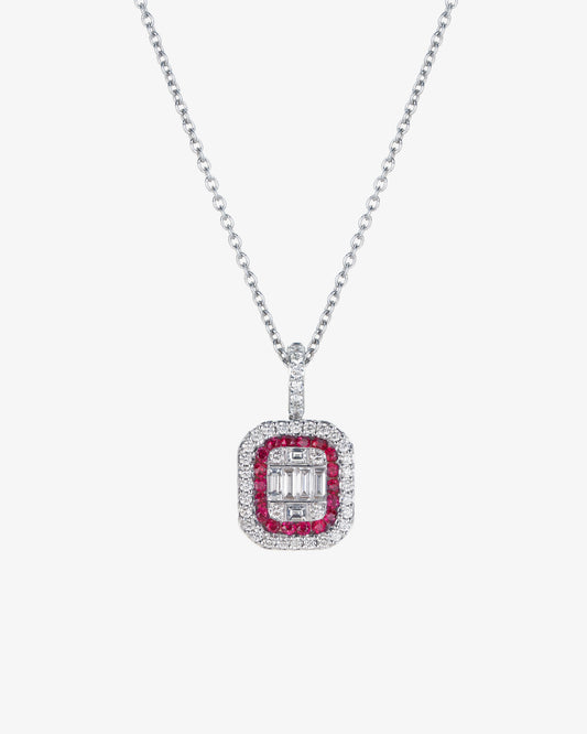 Ruby and Diamond Invisible Set Necklace