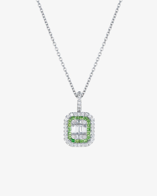 Tsavorite and Diamond Invisible Set Necklace