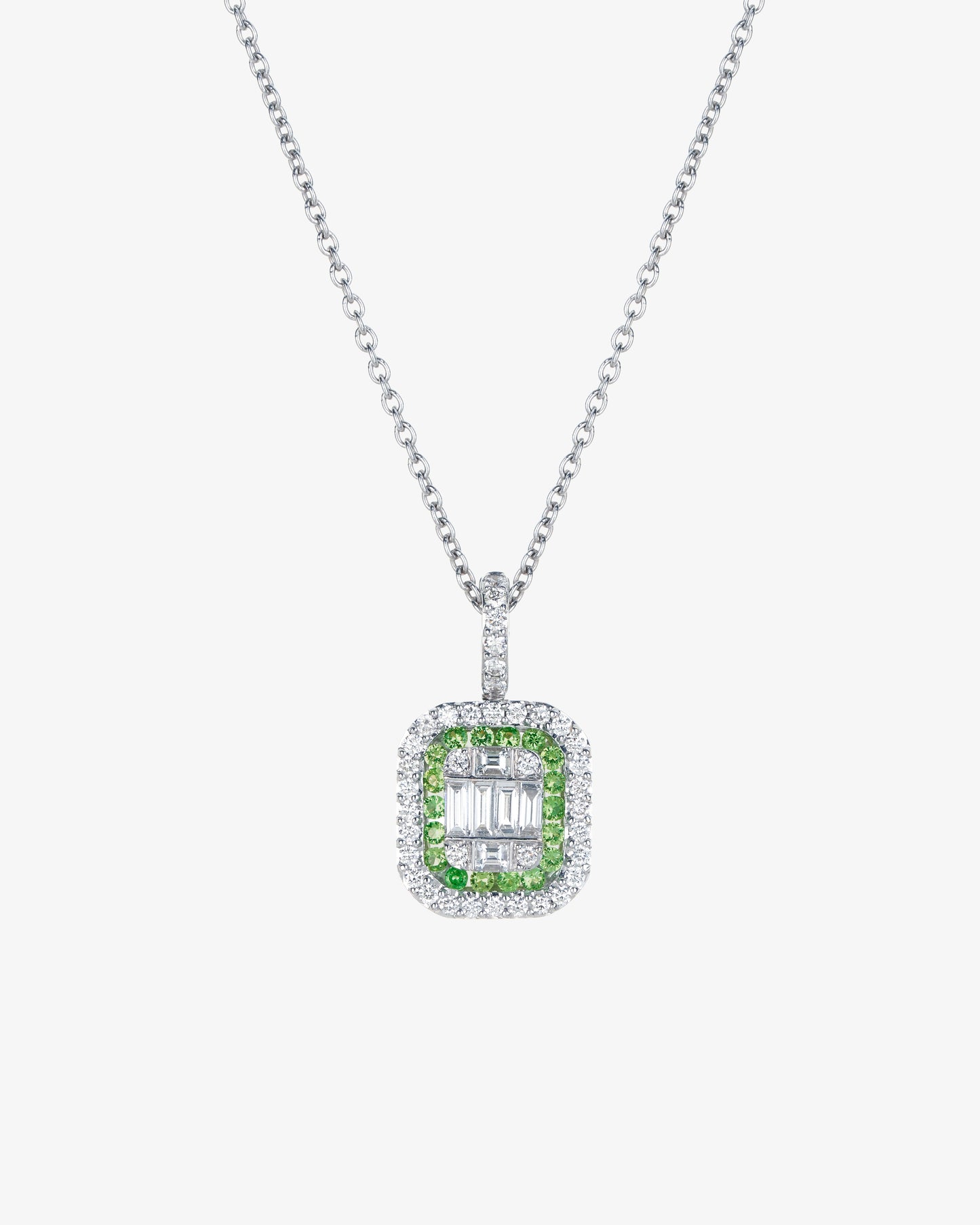 Tsavorite and Diamond Invisible Set Necklace