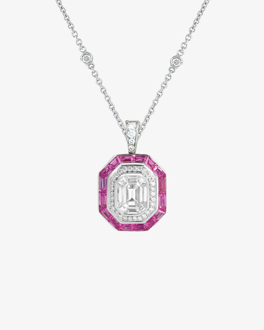 Sapphire and Diamond Invisible Set Necklace