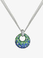 Sapphire, Tsavorite and Diamond Circle Pendant