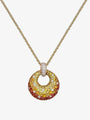 Yellow and Orange Sapphire and Diamond Circle Pendant