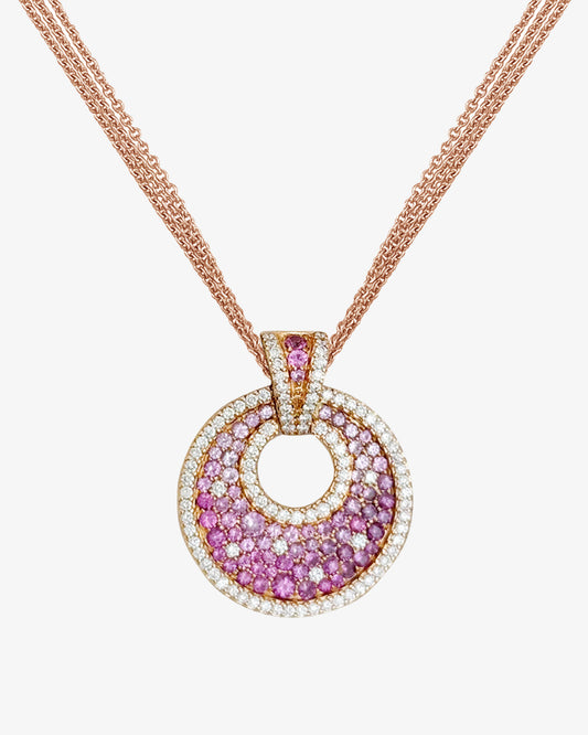 Pink Sapphire and Diamond Circle Pendant