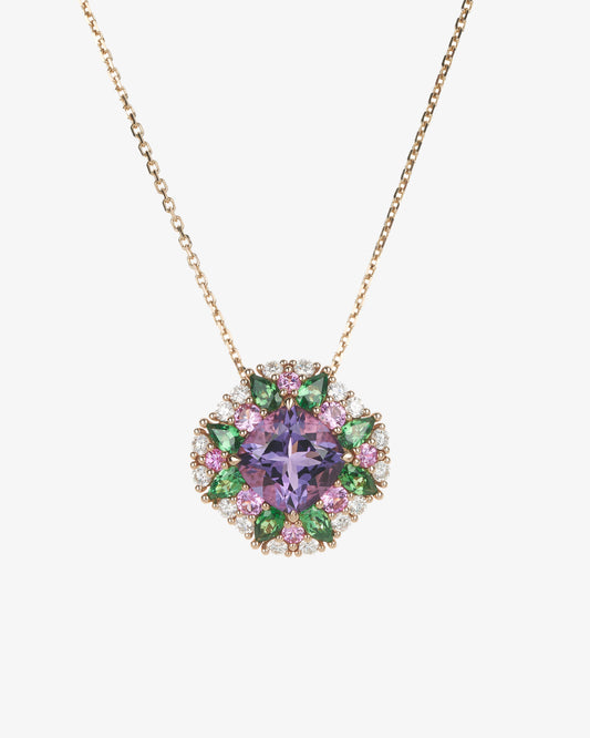 Amethyst and Multi-Coloured Gemstone Pendant Necklace