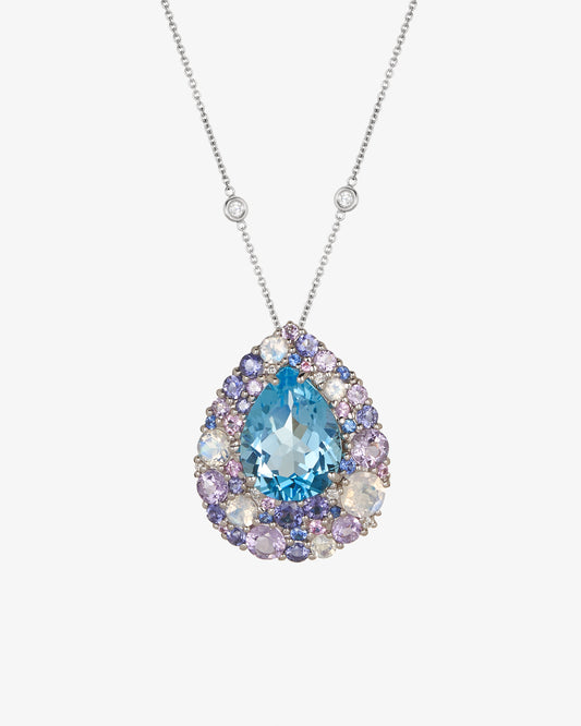 Isabelle Langlois Blue Topaz, Multi Stone and Diamond Pendant