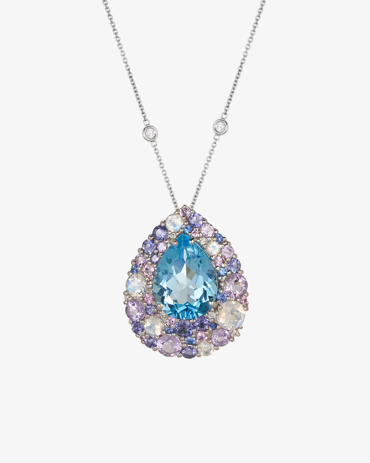 Isabelle Langlois Blue Topaz, Multi Stone and Diamond Necklace
