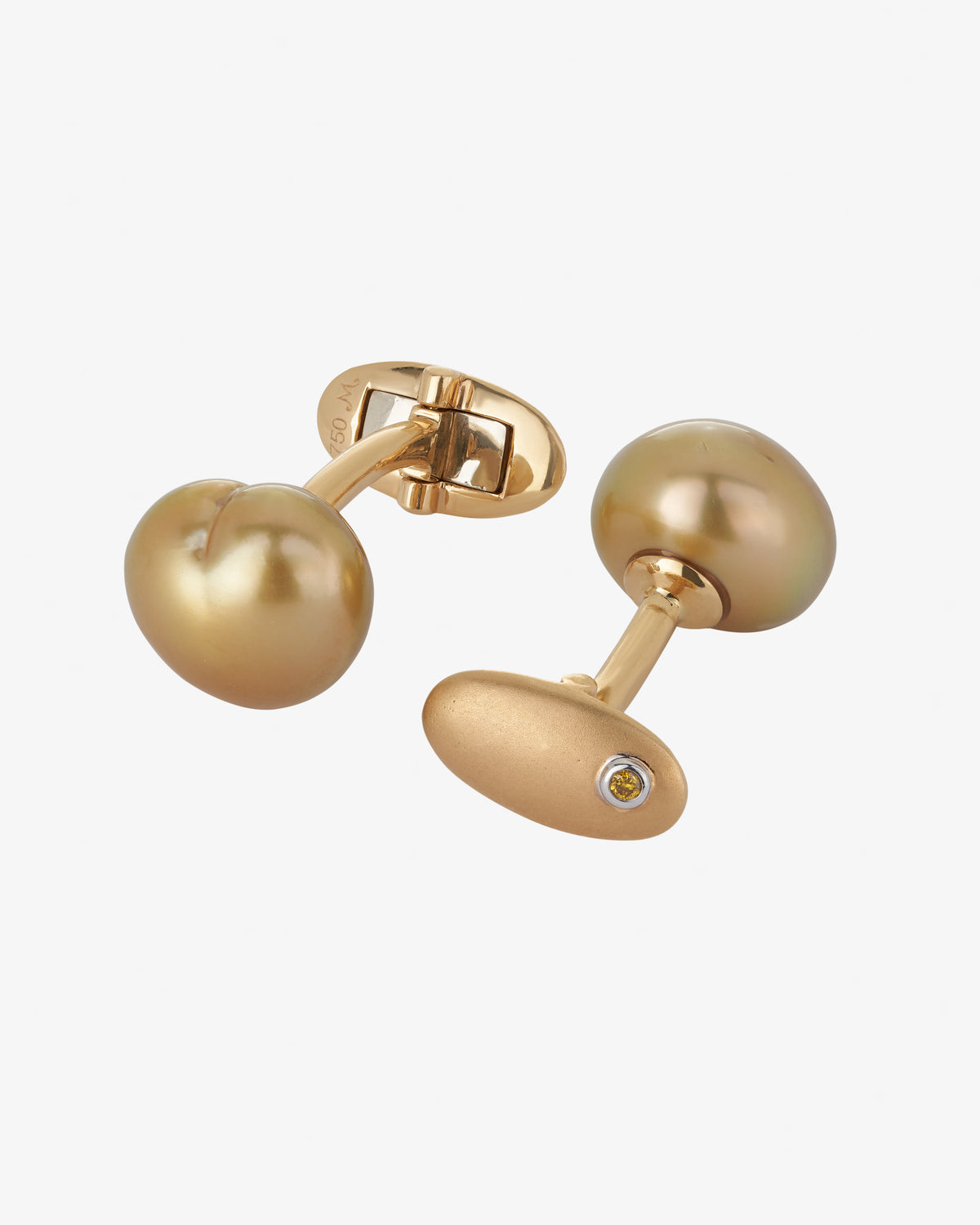 Golden Pearl and Yellow Diamond Cufflinks