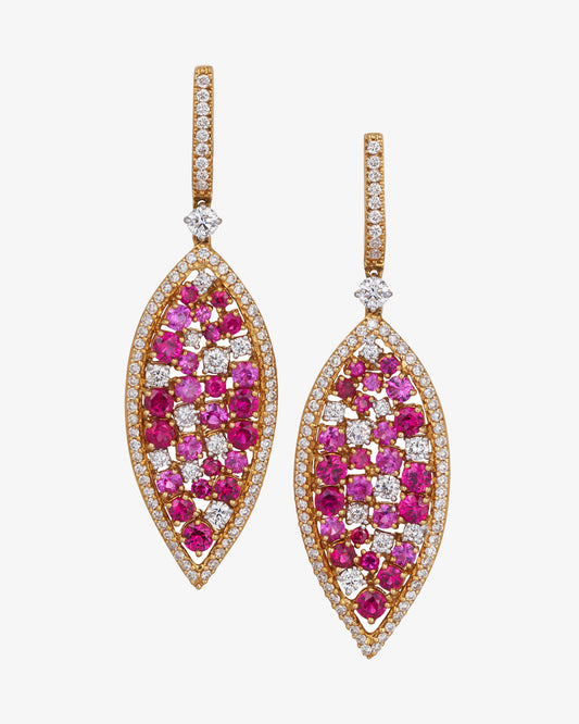 Ruby and Diamond Drop Earrings