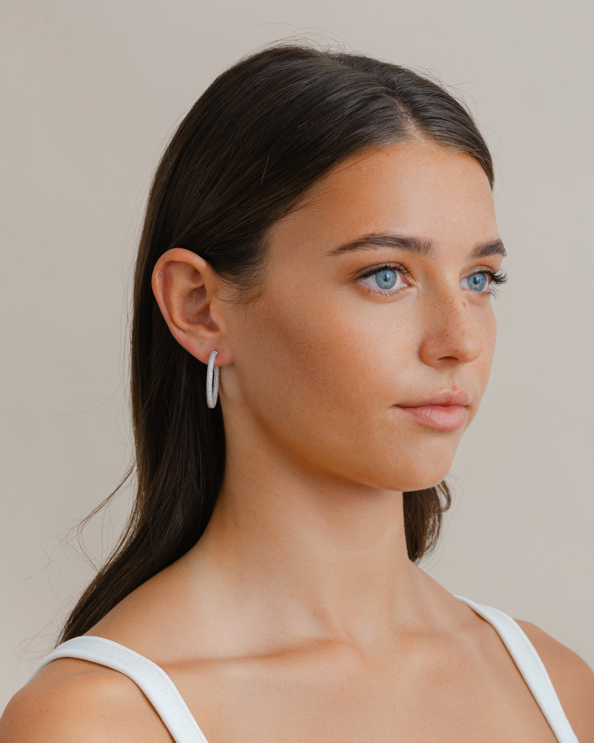 Micro Pavé Set Diamond Hoop Earrings