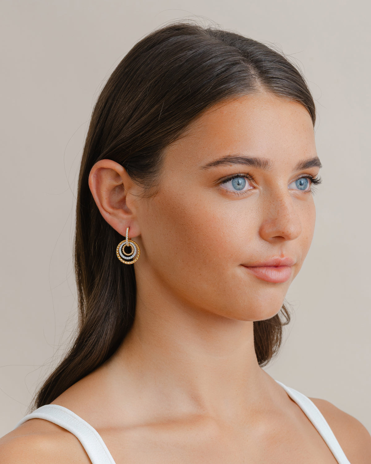 Diamond Circle Drop Earrings