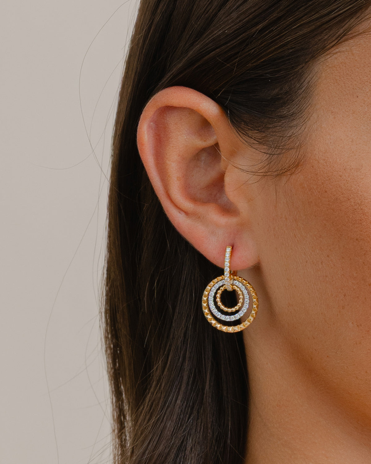 Diamond Circle Drop Earrings