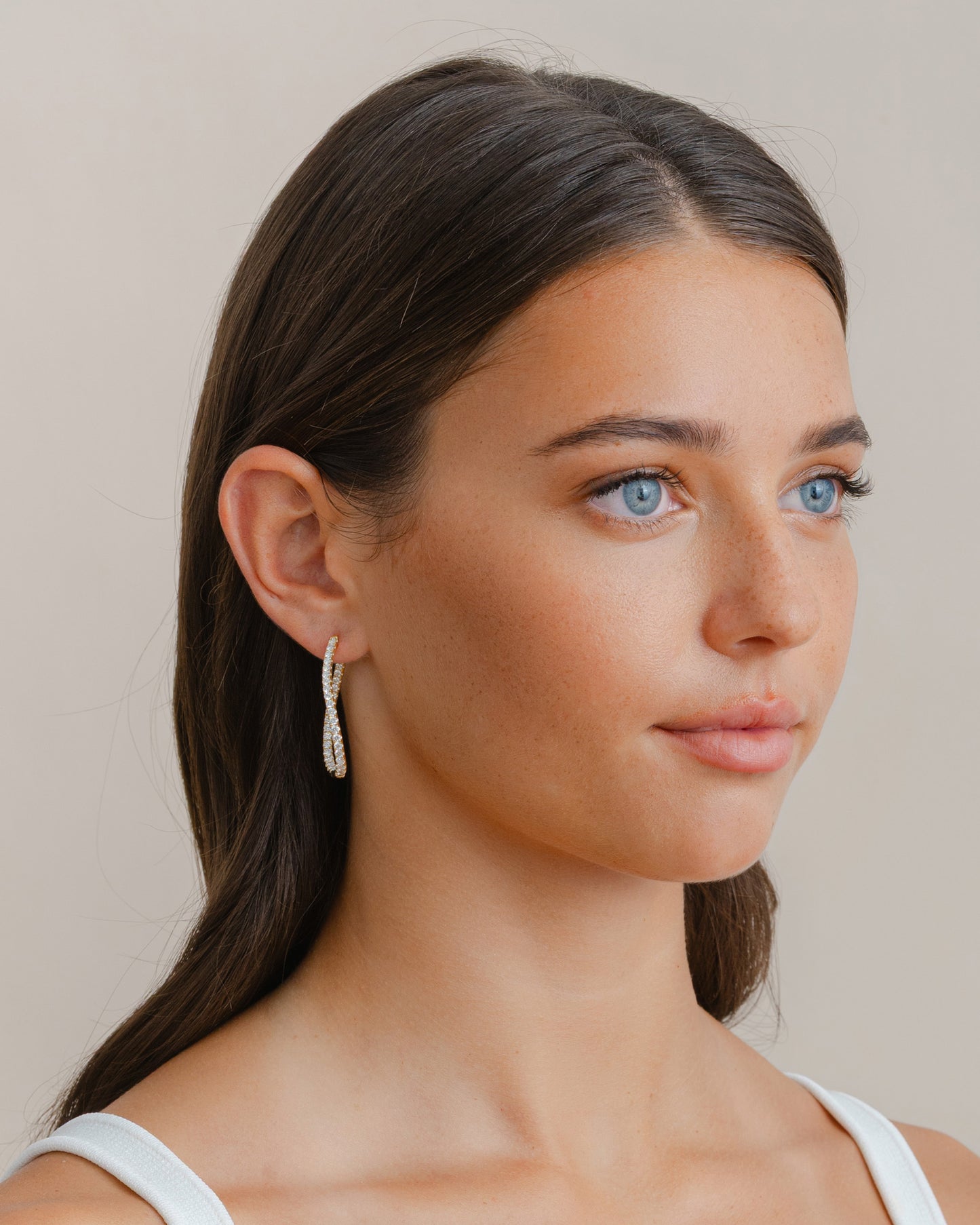 Diamond Hoop Twist Earrings