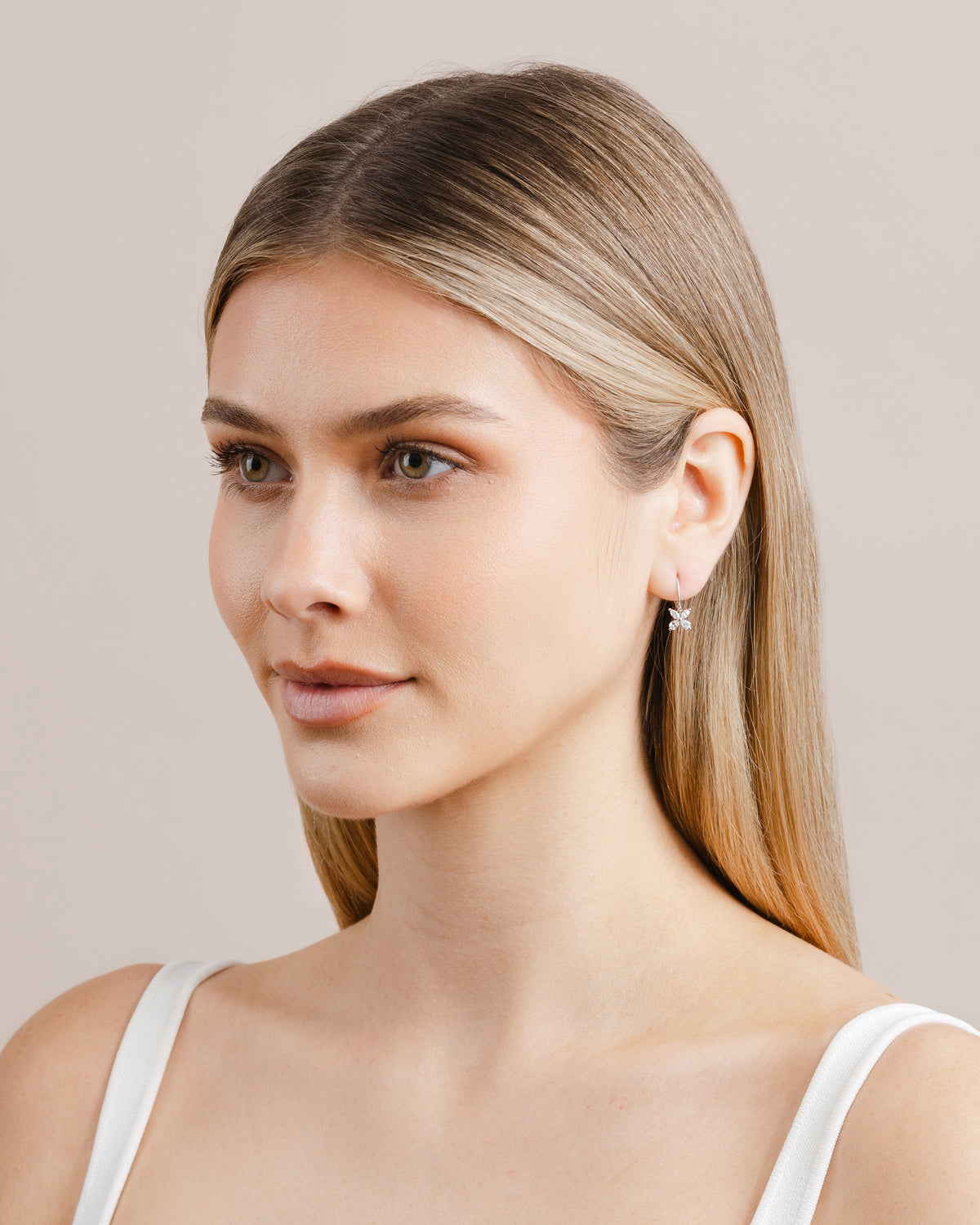 Diamond Drop Flower Earrings