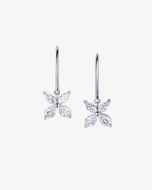 Diamond Drop Flower Earrings