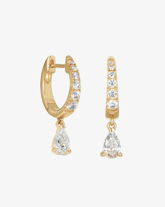 Diamond Huggie with Pear Drop Earrings