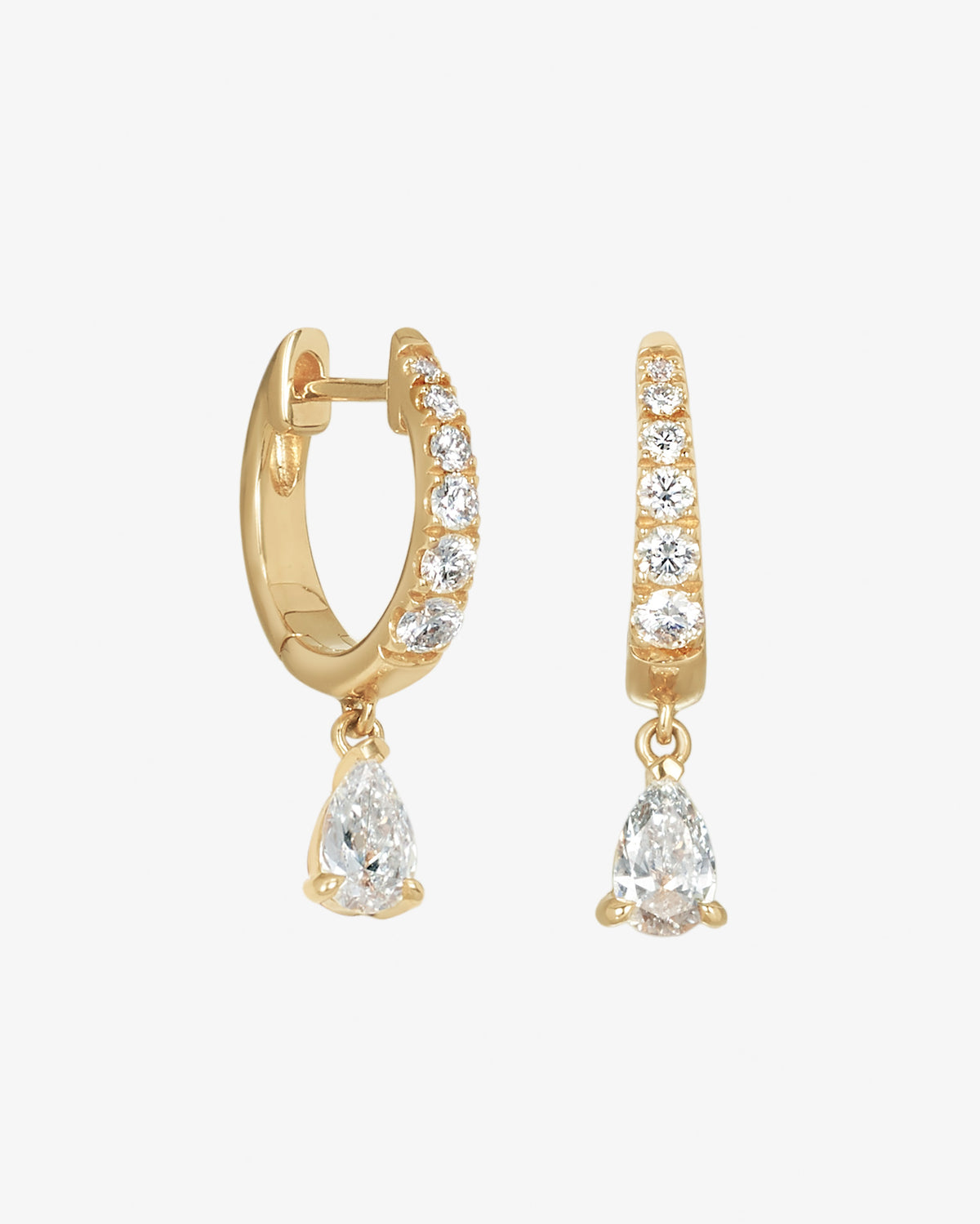 Diamond Huggie with Pear Drop Earrings