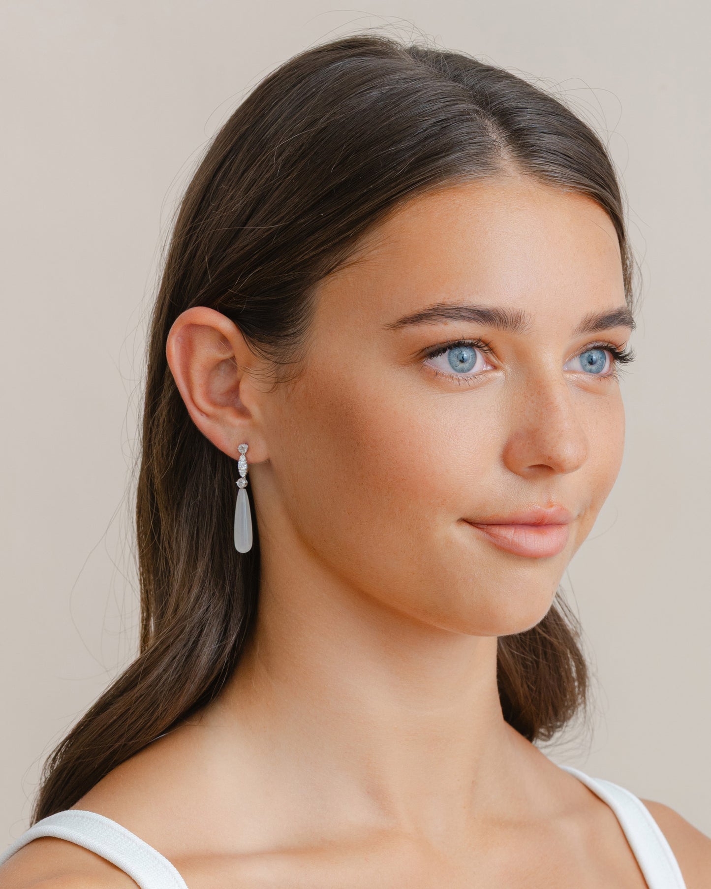 Moonstone and Diamond Earrings