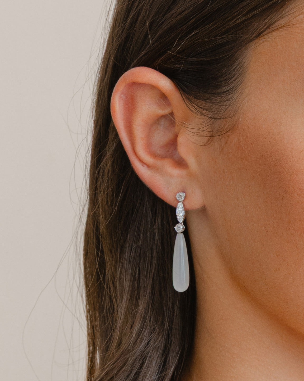 Moonstone and Diamond Earrings