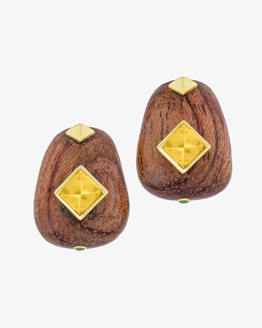 Rosewood & Citrine Pyramid Earrings