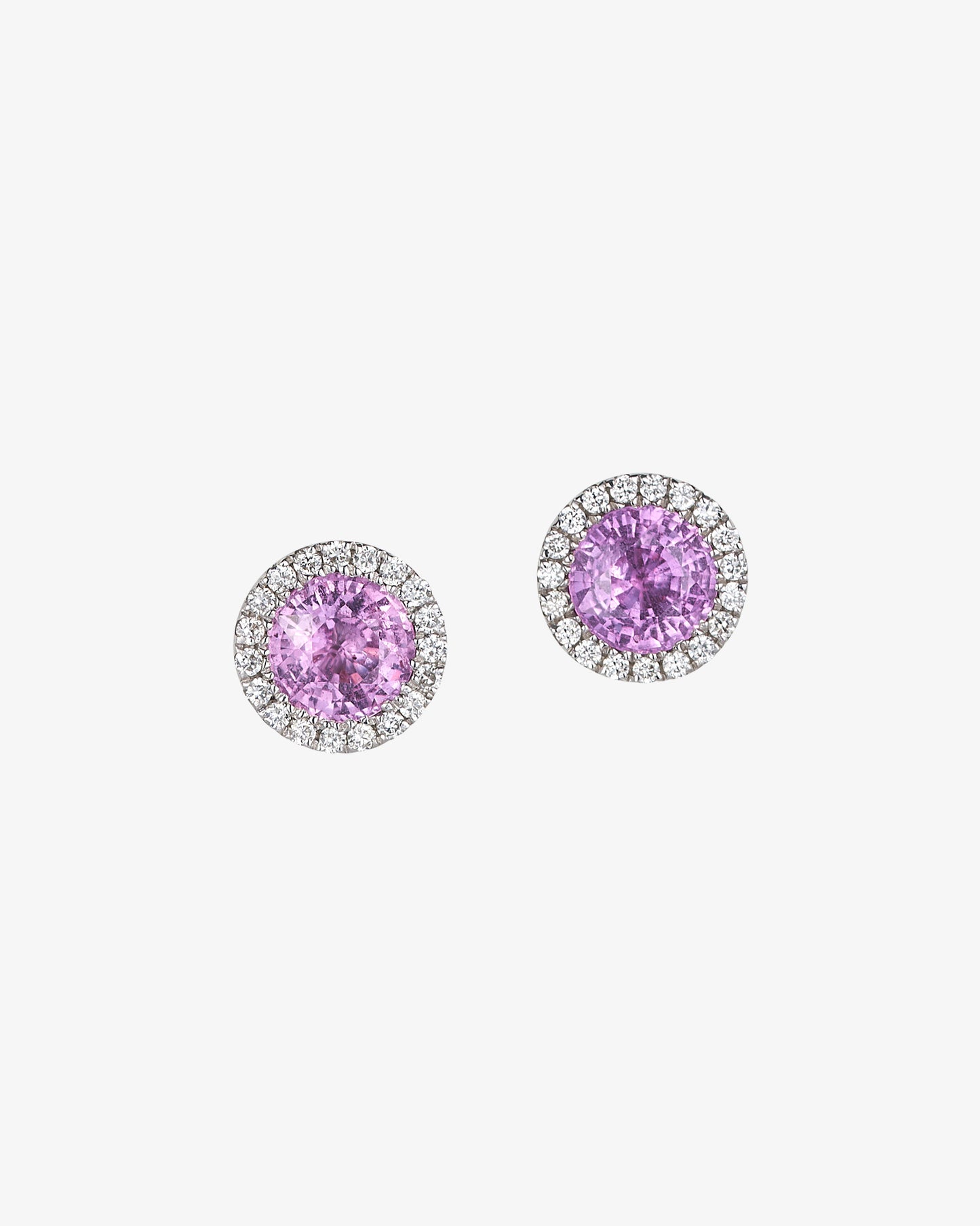 Pink Sapphire Halo Studs
