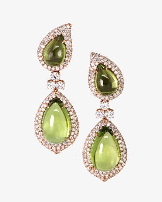 Peridot and Diamond Drop Earrings