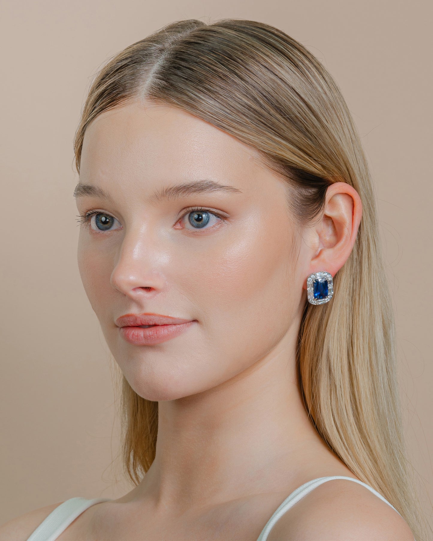 ASHOKA® Platinum and Sapphire Stud Earrings