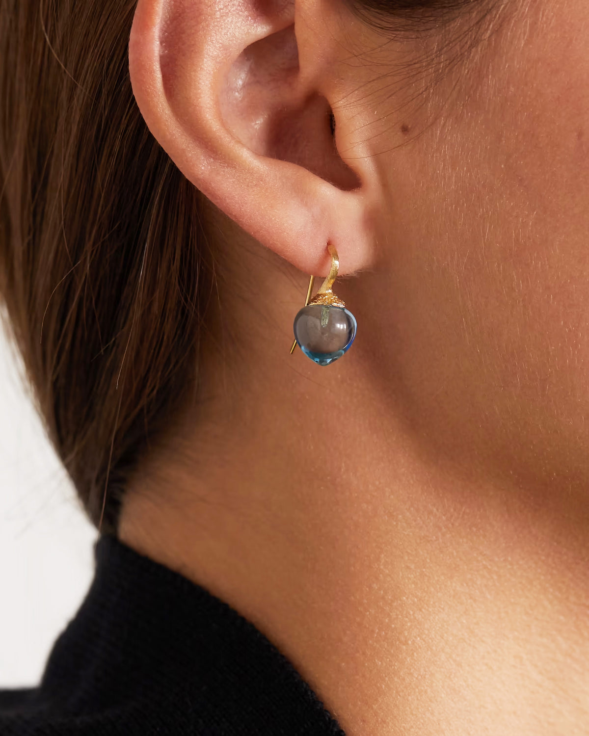 Ole Lynggaard Dew Drop Sky Blue Topaz Earrings Small