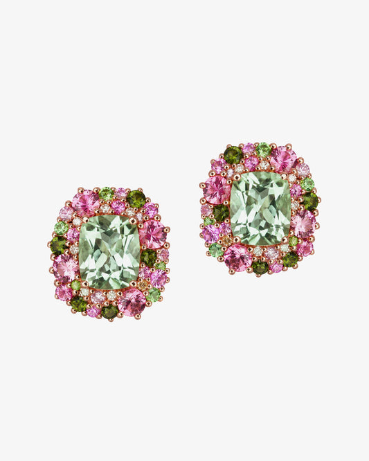 Isabelle Langlois Green Quartz and Multi-Coloured Gemstone Earrings