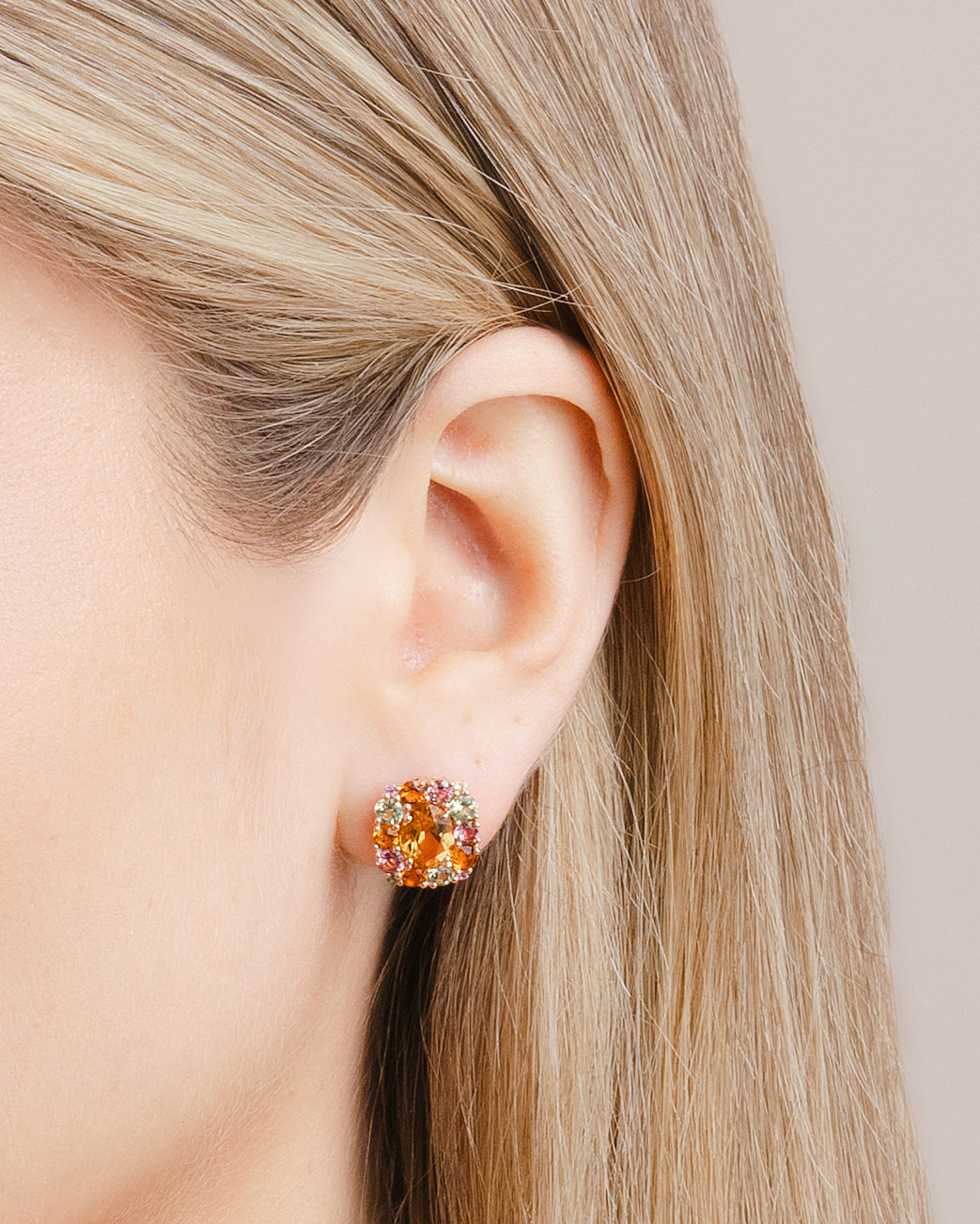 Isabelle Langlois Citrine and Multi-Coloured Gemstone Earrings