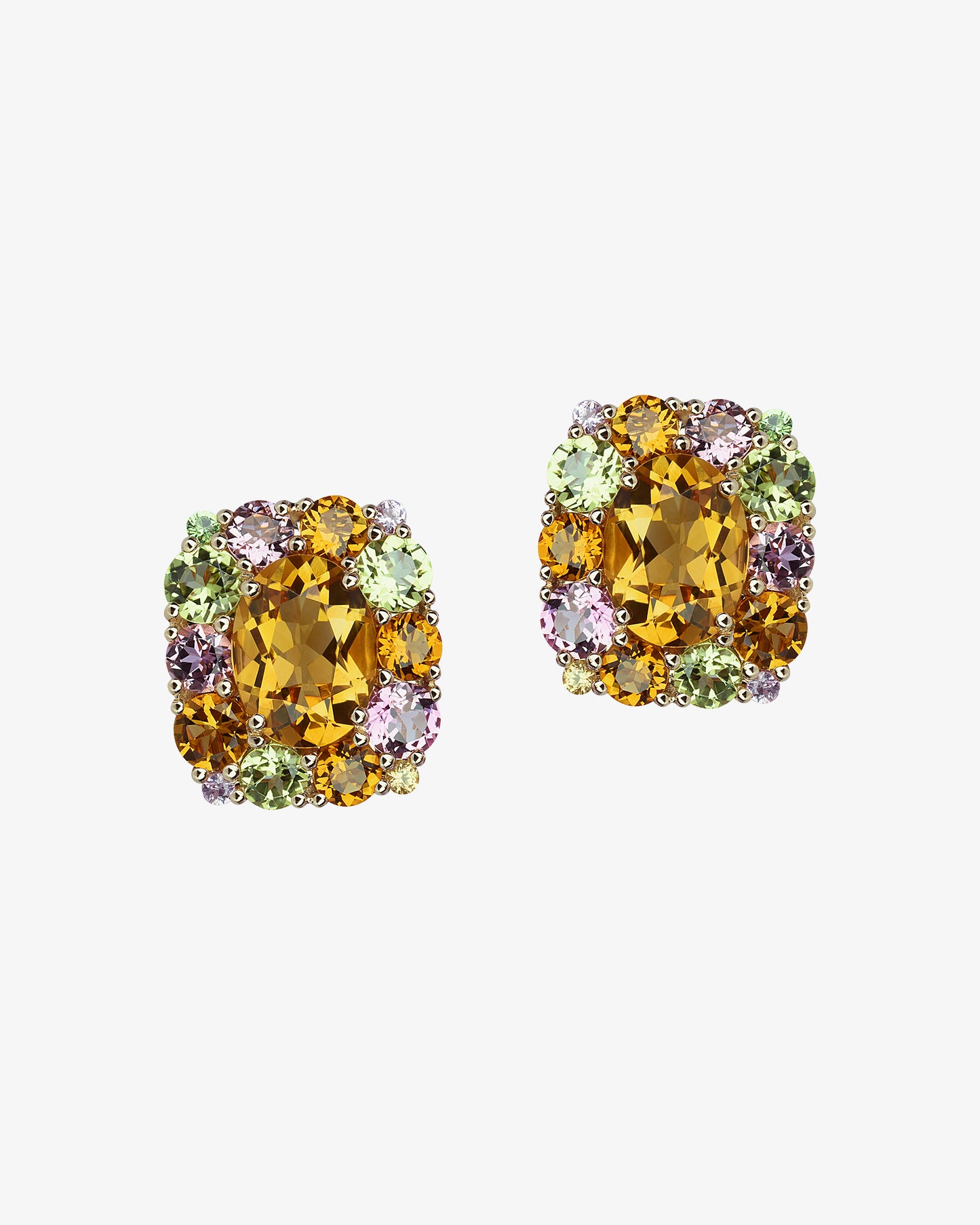 Isabelle Langlois Citrine and Pink Tourmaline Stud Earrings
